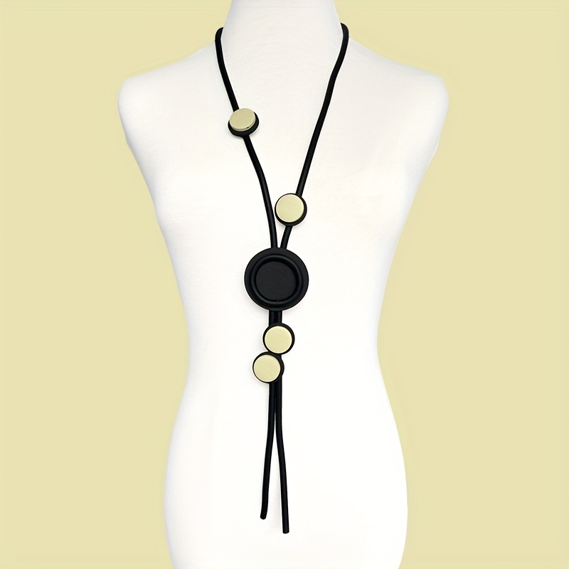 Women's Bohemian Long Necklace, Colorful Beads with Cord